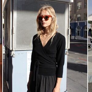 Beklina Ballet Black Cashmere Wrap Sweater